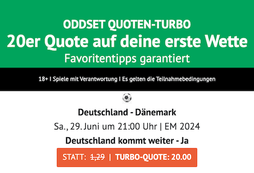 Oddset Quotenturbo für Deutschland kommt weiter gegen Dänemark