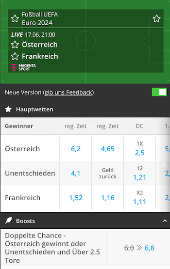 Boost zu Österreich gegen Frankreich bei der EM 2024