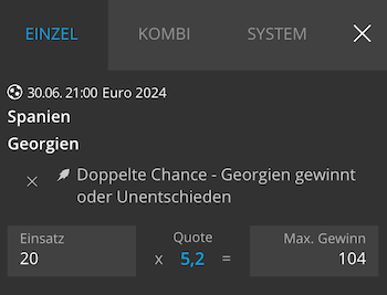 Neobet Boost zu Spanien gegen Georgien