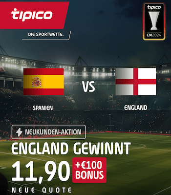 England Boost bei Tipico im EM-Finale gegen Spanien