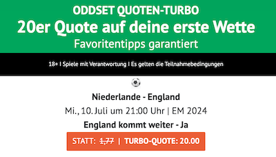 Oddset Quotenturbo zu England gegen 