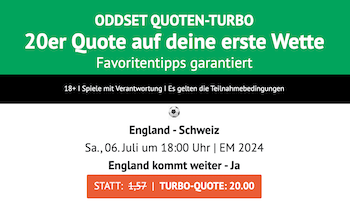 England kommt weiter Boost gegen die Schweiz bei Oddset