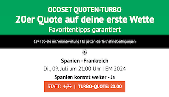 Quote 20,00 auf Frankreich kommt weiter gegen Spanien bei Oddset