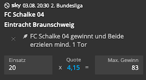 Neobet Boost zu Schalke gegen Braunschweig