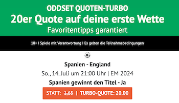 Oddset Quotenturbo zu Spanien gegen England im Euro Finale