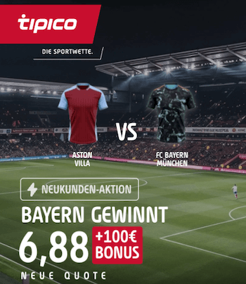 Bayern gewinnt Boost gegen Aston Villa bei Tipico