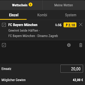 Bayern gewinnt beide Hälften gegen Zagreb Boost bei bwin