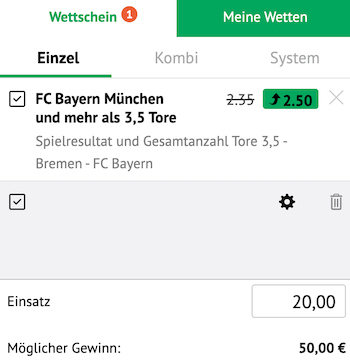 ODDSET Boost zu Bremen gegen Bayern