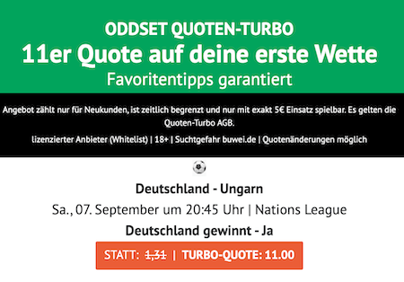 Oddset Boost zu Deutschland gegen Ungarn in der Nations League