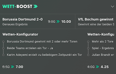 Bet365 Boost zzu Dortmund gegen Bochum