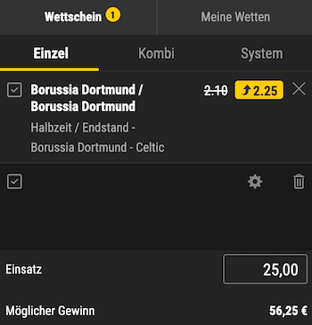 Dortmund gegen Celtic Boost bei bwin