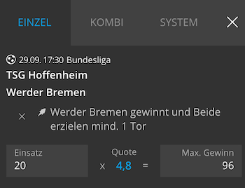 Bremen gewinnt und beide treffen Boost gegen Hoffenheim bei Neobet