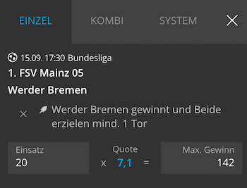 Mainz Bremen Boost 15.9.2024 bei Neobet