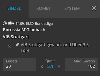 Neobet Boost zu Gladbach gegen Stuttgart