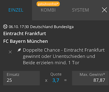 Frankfurt vs. Bayern Boost bei Neobet