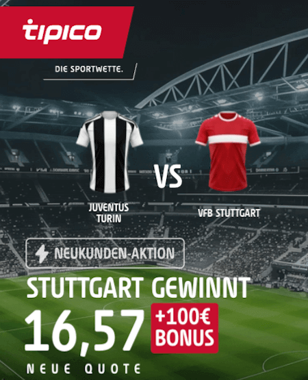 Juve vs Stuttgart in der CL mit Tipico Boost spielen