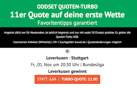 Quotenboost bei ODDSET zu Leverkusen gegen Stuttgart