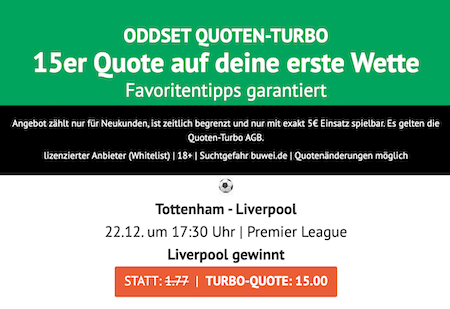 ODDSET Boost zu Tottenham gegen Liverpool am 22.12.2024