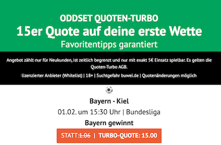 Bayern Boost gegen Kiel bei ODDSET am 1.2.2025