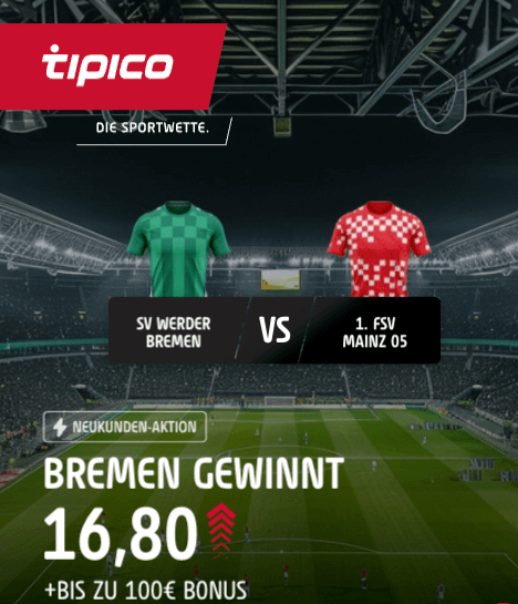 Quotenboost zu Bremen gegen Mainz bei Tipico