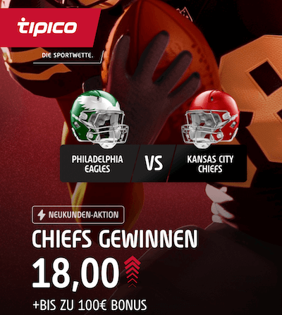 Chiefs gewinnen Boost bei Tipico zum Superbowl 2025